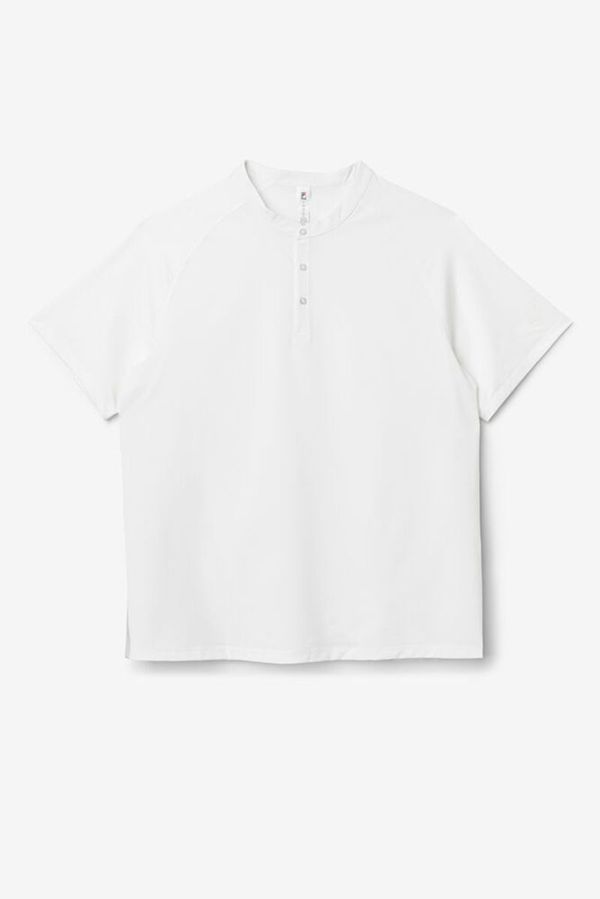 Camisetas Manga Corta Fila Hombre Blancas / Blancas - Tie Breaker Sleeve Henley Tennis - España 5079